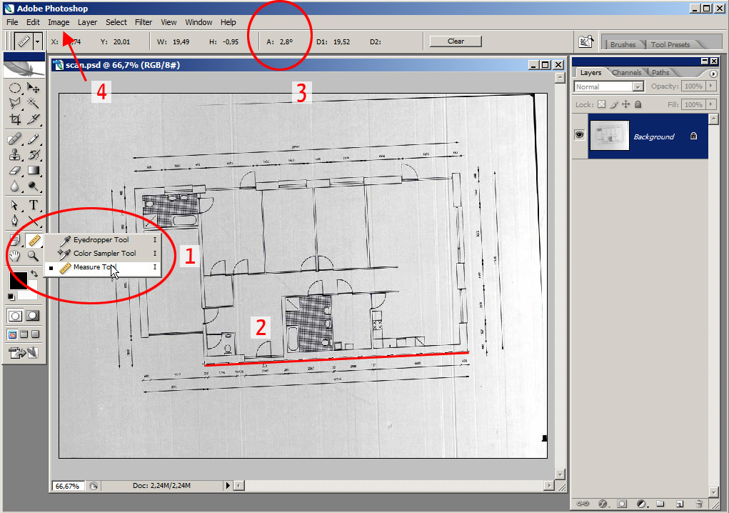 Tutorial Rotate and scale a scanned floor plan in Adobe